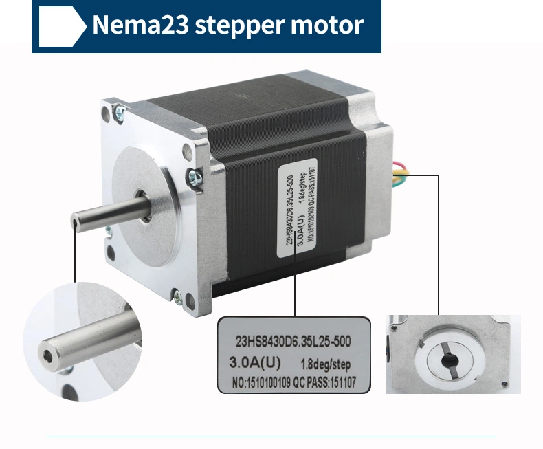 Hycnc NEMA23 2nm Close Loop Stepper Motor Kit 57 Motor Shaft 6.35mm 8mm AMP Dm542-05 Driver Leadshine Original 20-50VAC 1A to 4A